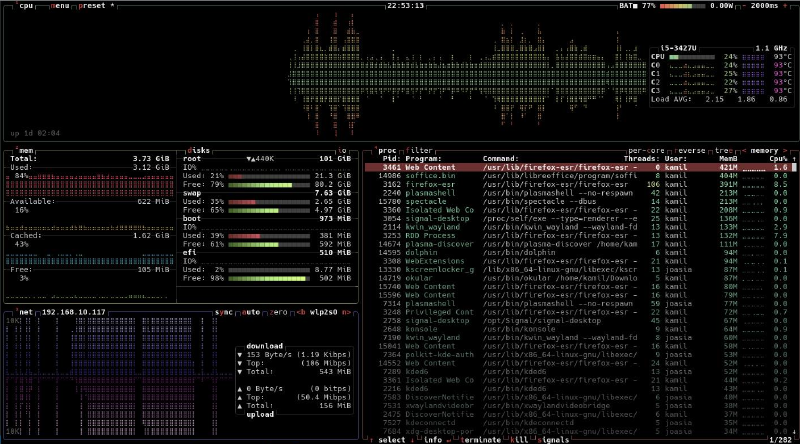 Ram Usage - screenshot from btop